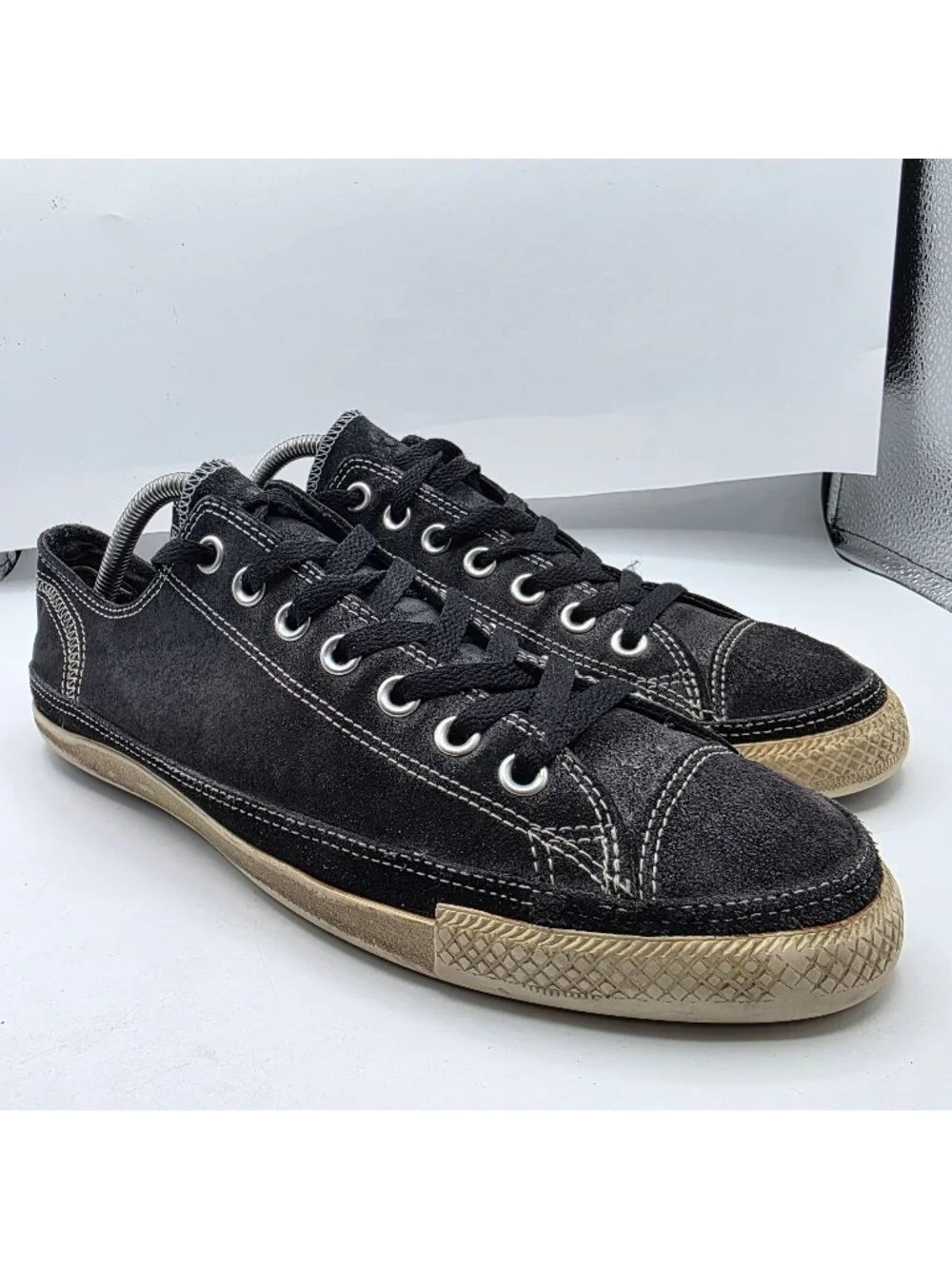 Converse All Star Mens Low Top Sneakers Mens 9 Black Leather Casual Shoes - Picture 1 of 14